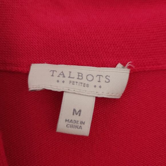 Talbots Open Cardigan Medium Petite Color is Raspberry Pink/Red, 3/4 Sleeves - Picture 4 of 6